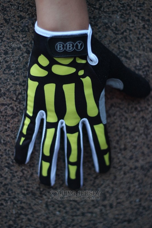 Skull Full Finger Gloves Cycling Black and Yellow